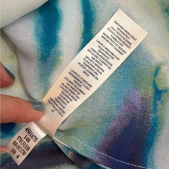 Chico’s Multicolor Sandie Soothing Dreams Watercolor Print Tunic Top Size 1 M - Picture 10 of 11